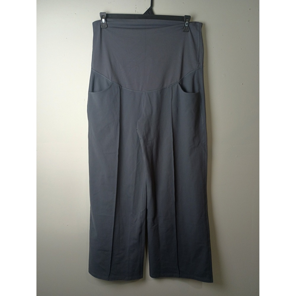 G4free Womens Maternity Yoga Pants Gray Wide Leg High Waist Over Belly XXL 30in